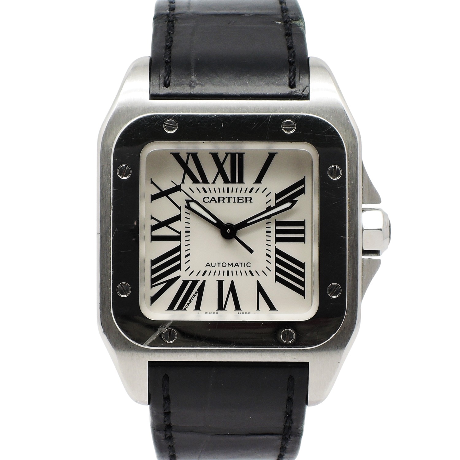 カルティエ サントス 100 MM W20106X8 白 ホワイト 17㎝ 2009年保証書 Cartier Santos 100 MM WhiteRoman C005905