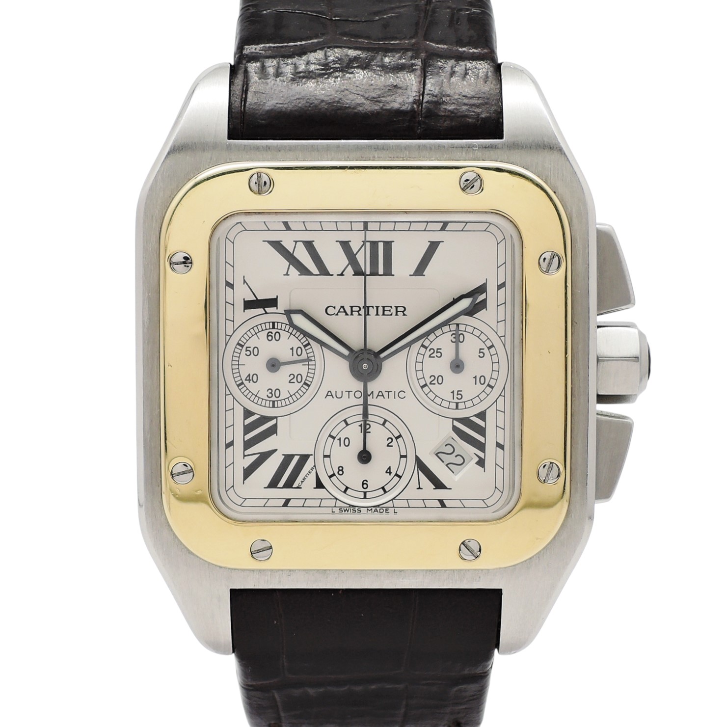 カルティエ サントス 100 クロノブラフ XL 2710 W20091X7 ホワイトローマン 18.5㎝ AT Cartier Santos 100 Chronograph XL 2740 C006029