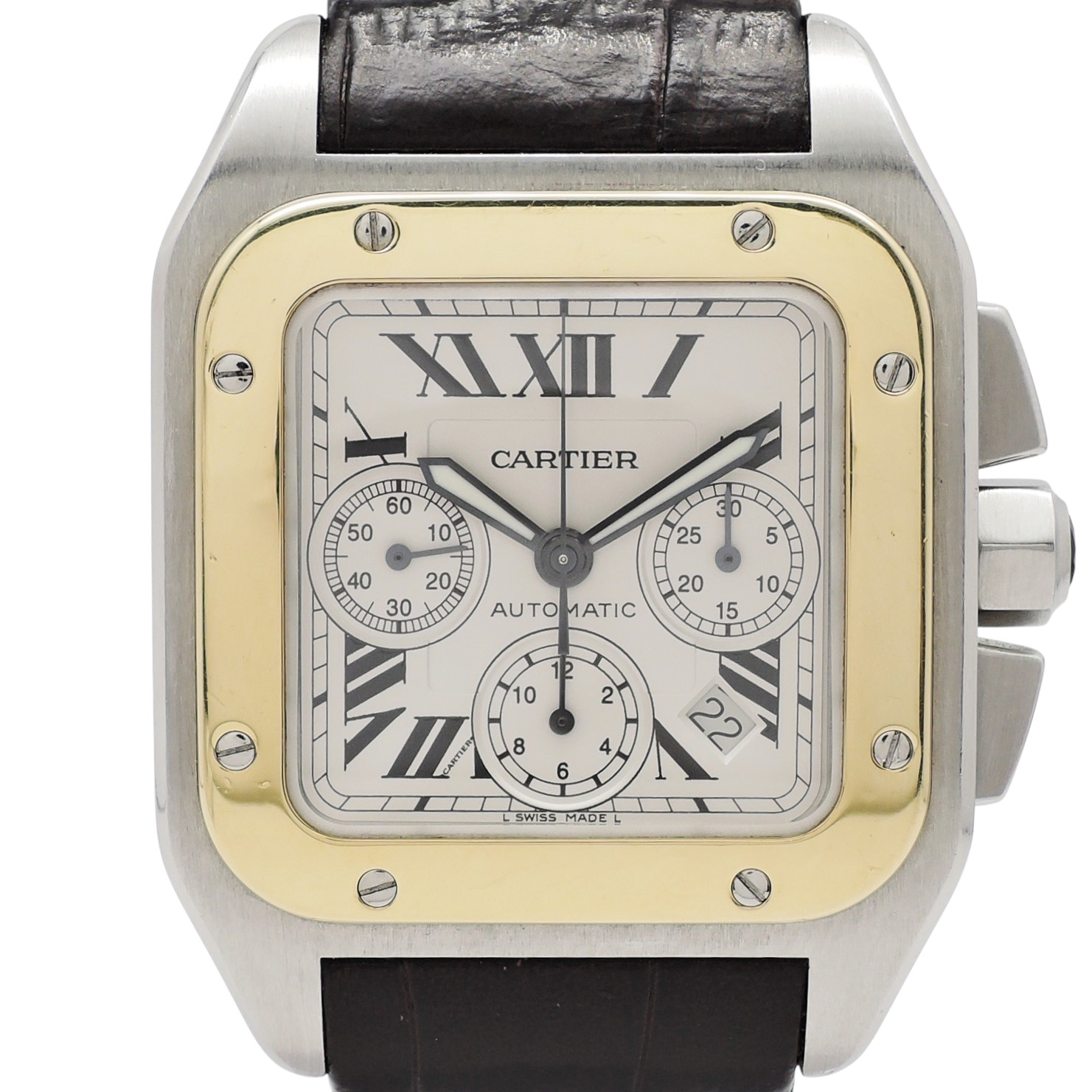カルティエ サントス 100 クロノブラフ XL 2710 W20091X7 ホワイトローマン 18.5㎝ AT Cartier Santos 100 Chronograph XL 2740 C006029のイメージ画像