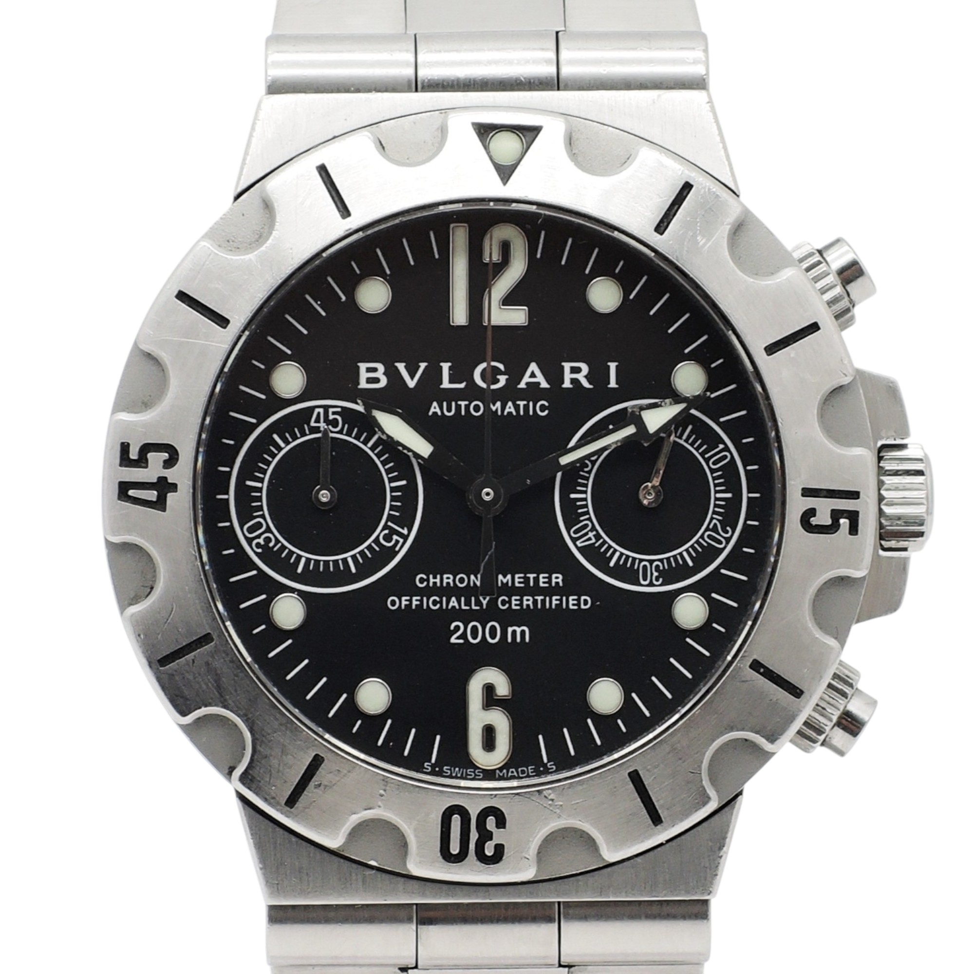 ブルガリ ディアゴノ スクーバ クロノグラフ SCB38S AT 17.5cm ブラック BVLGAR Diagono Scuba Chronograph Black C006106のイメージ画像