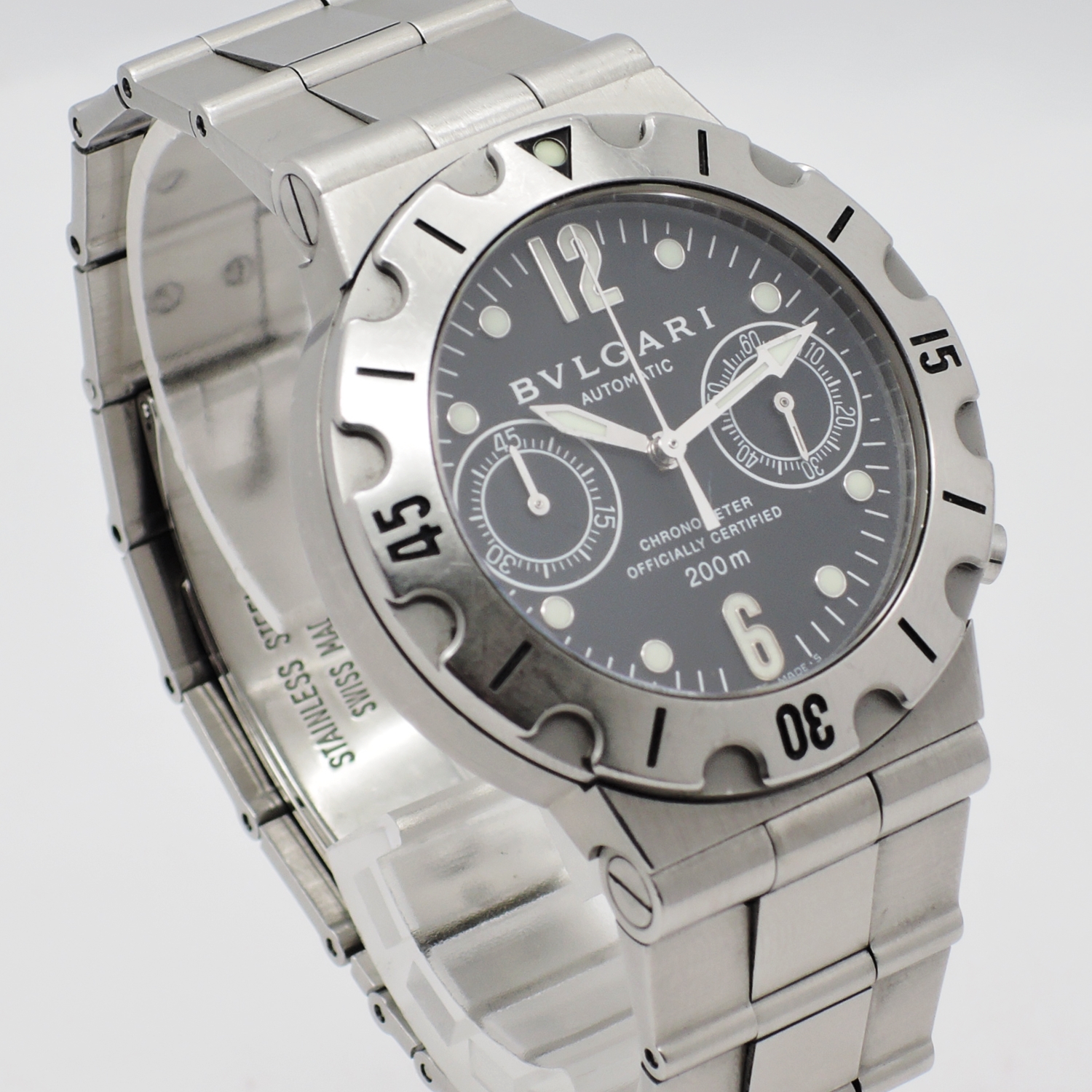 ブルガリ ディアゴノ スクーバ クロノグラフ SCB38S AT 17.5cm ブラック BVLGAR Diagono Scuba Chronograph Black C006106のイメージ画像