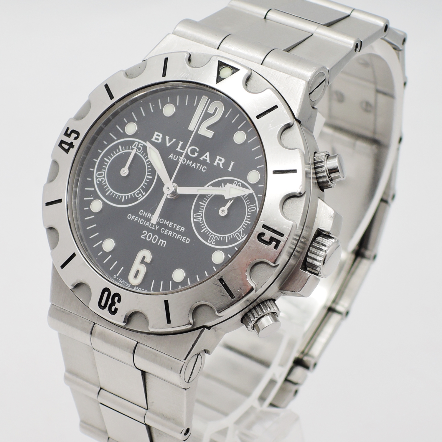 ブルガリ ディアゴノ スクーバ クロノグラフ SCB38S AT 17.5cm ブラック BVLGAR Diagono Scuba Chronograph Black C006106のイメージ画像