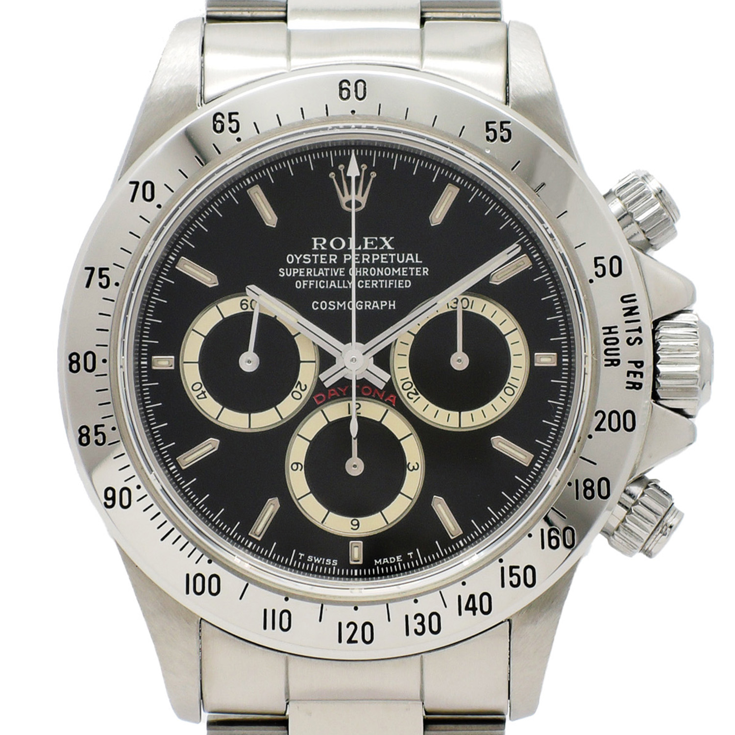 ロレックス デイトナ 16520 黒 L番 マーク1/200タキ/逆6/段落ち 17.5cm AT ROLEX Daytona Black Floating Cosmograph C006327のイメージ画像