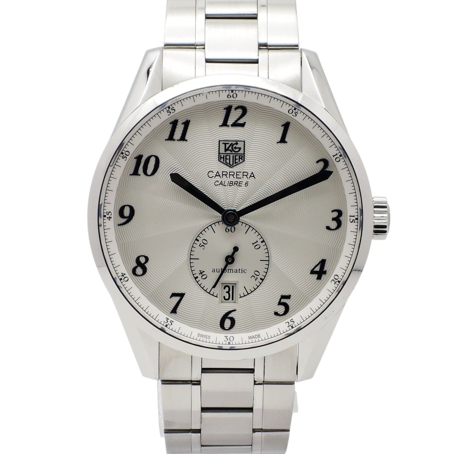 タグホイヤー カレラ ヘリテージ キャリバー6 WAS2111 シルバー 18.5cm AT TAG HEUER Carrera Heritage Caribre 6 Sliver C005931