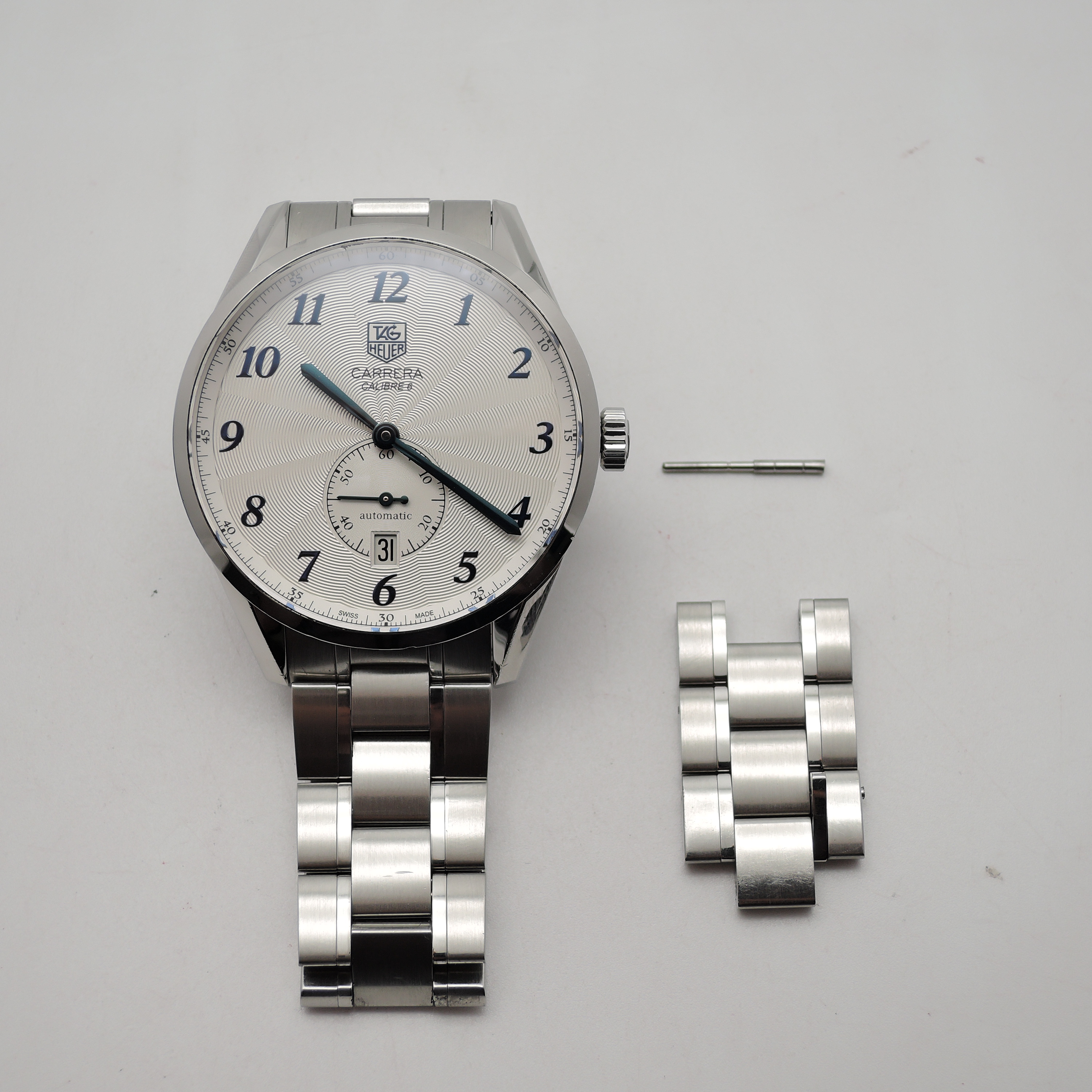 タグホイヤー カレラ ヘリテージ キャリバー6 WAS2111 シルバー 18.5cm AT TAG HEUER Carrera Heritage Caribre 6 Sliver C005931のイメージ画像