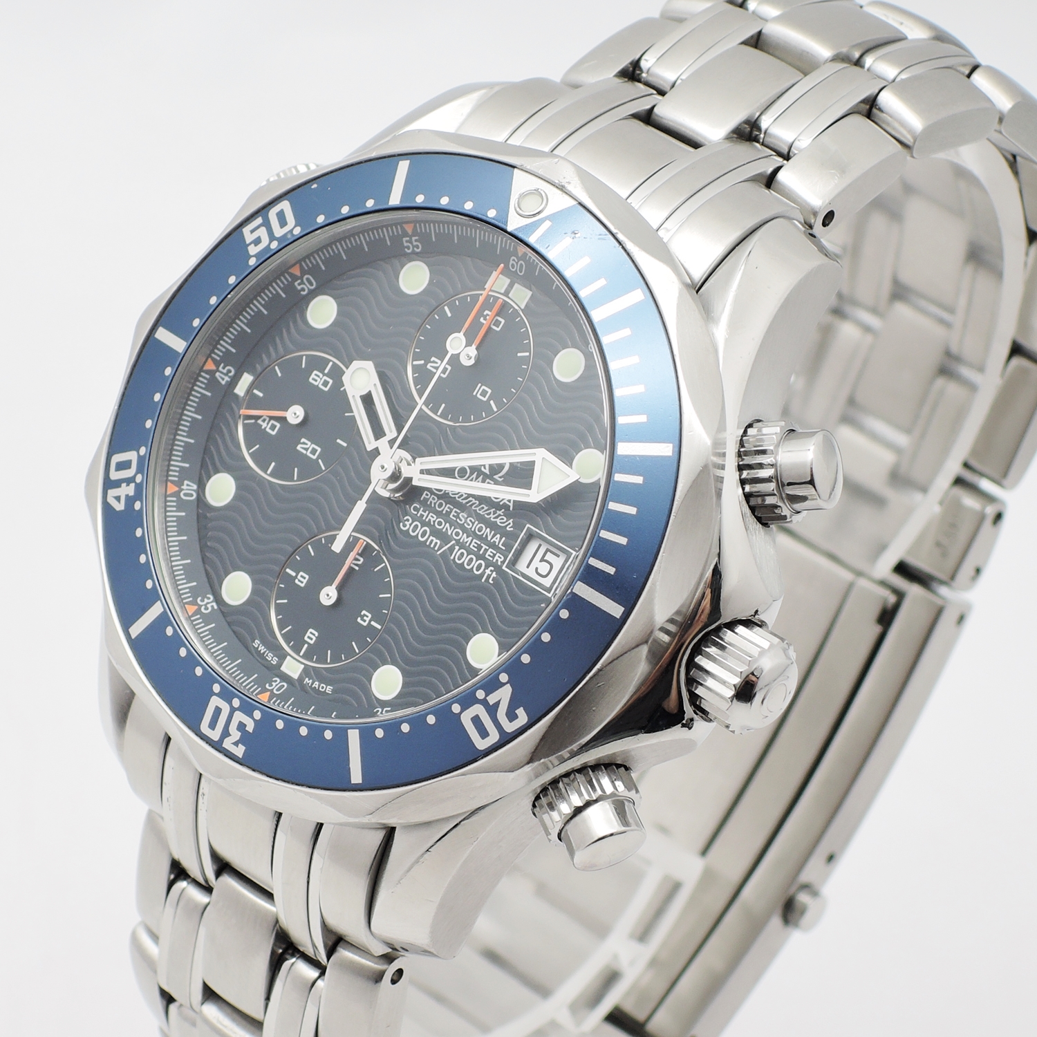 オメガ シーマスター プロフェッショナル300 クロノグラフ 2599.80 ブルー 20.5cm AT OMEGA Seamaster Professional 300 Chronograph Blue C005932のイメージ画像