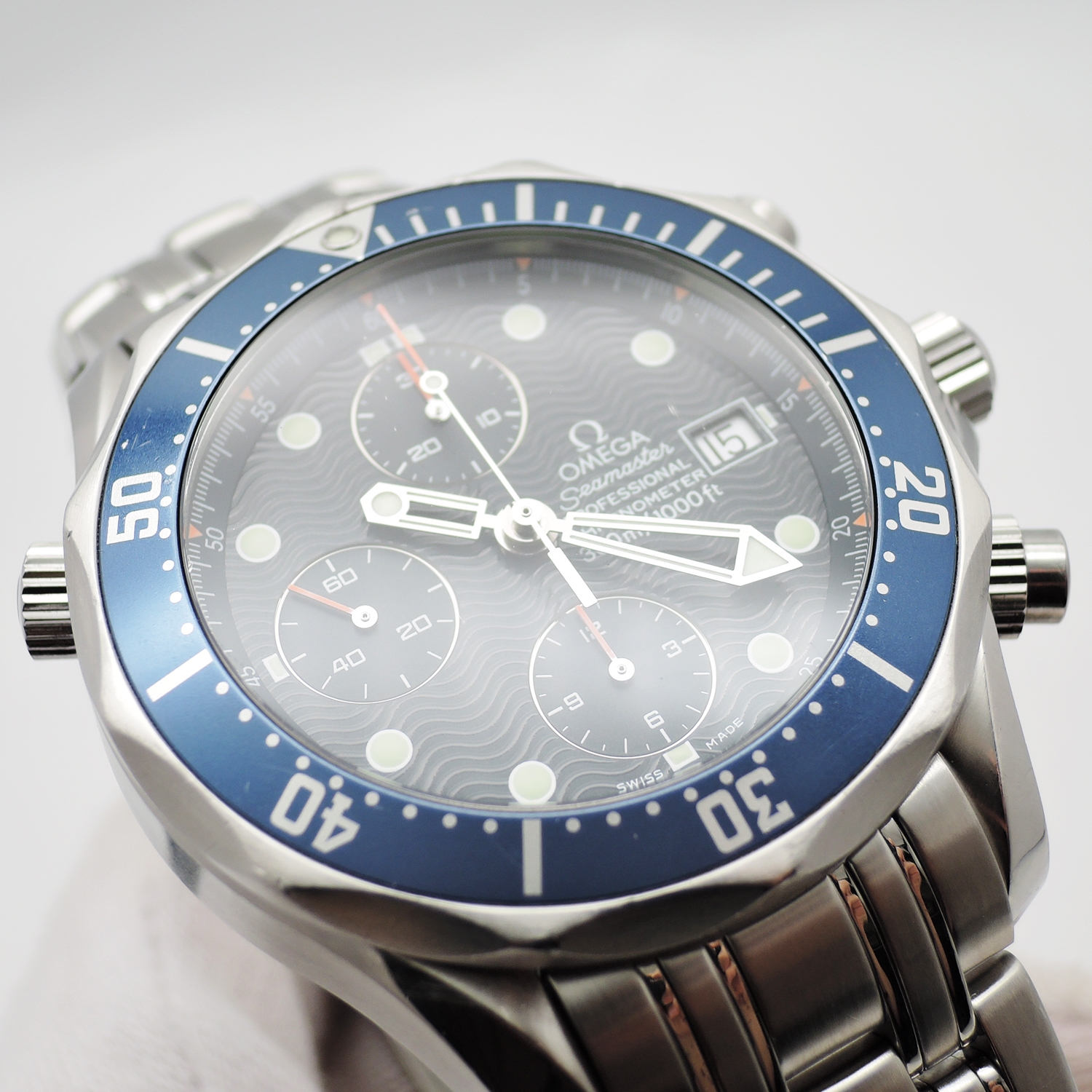オメガ シーマスター プロフェッショナル300 クロノグラフ 2599.80 ブルー 20.5cm AT OMEGA Seamaster Professional 300 Chronograph Blue C005932のイメージ画像