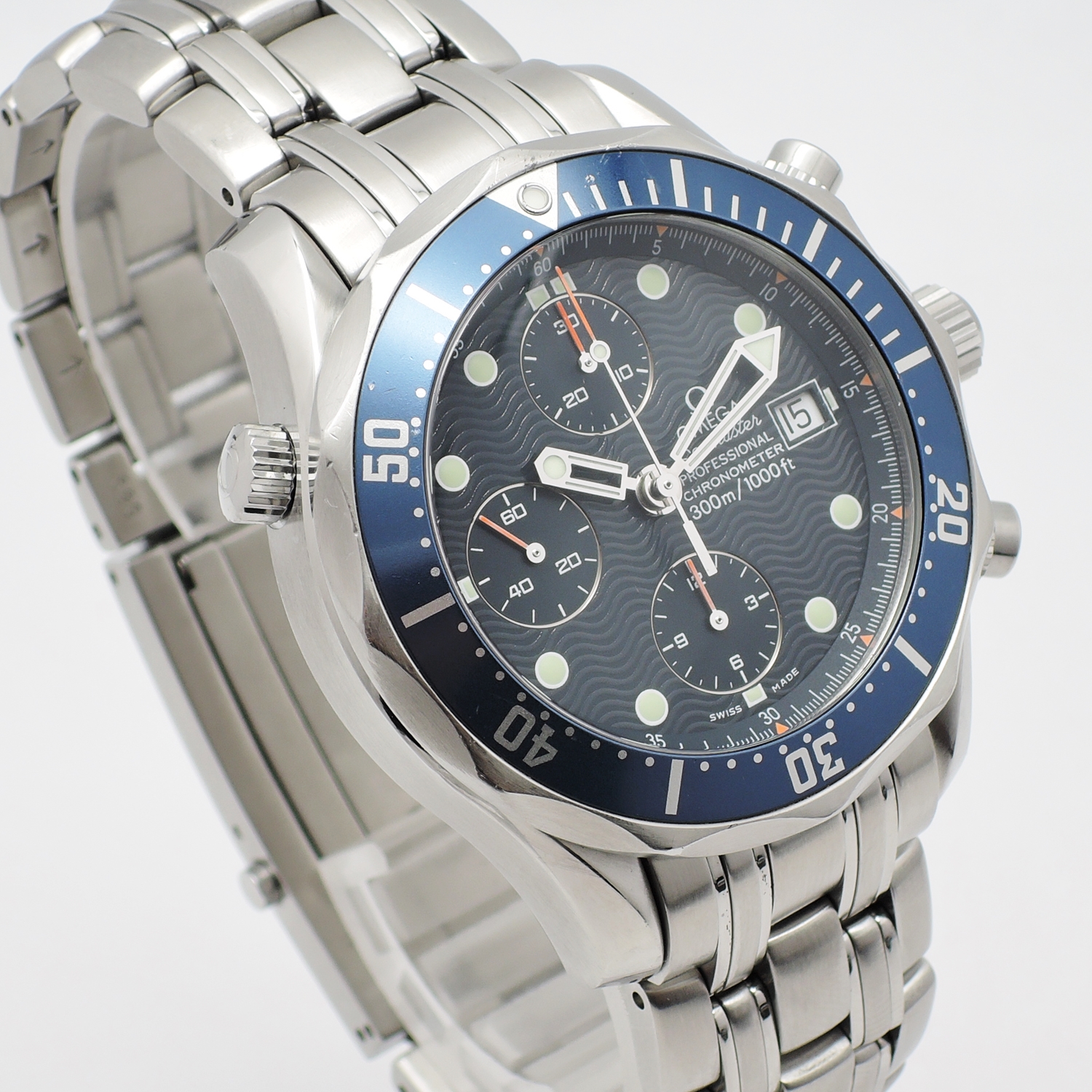 オメガ シーマスター プロフェッショナル300 クロノグラフ 2599.80 ブルー 20.5cm AT OMEGA Seamaster Professional 300 Chronograph Blue C005932のイメージ画像