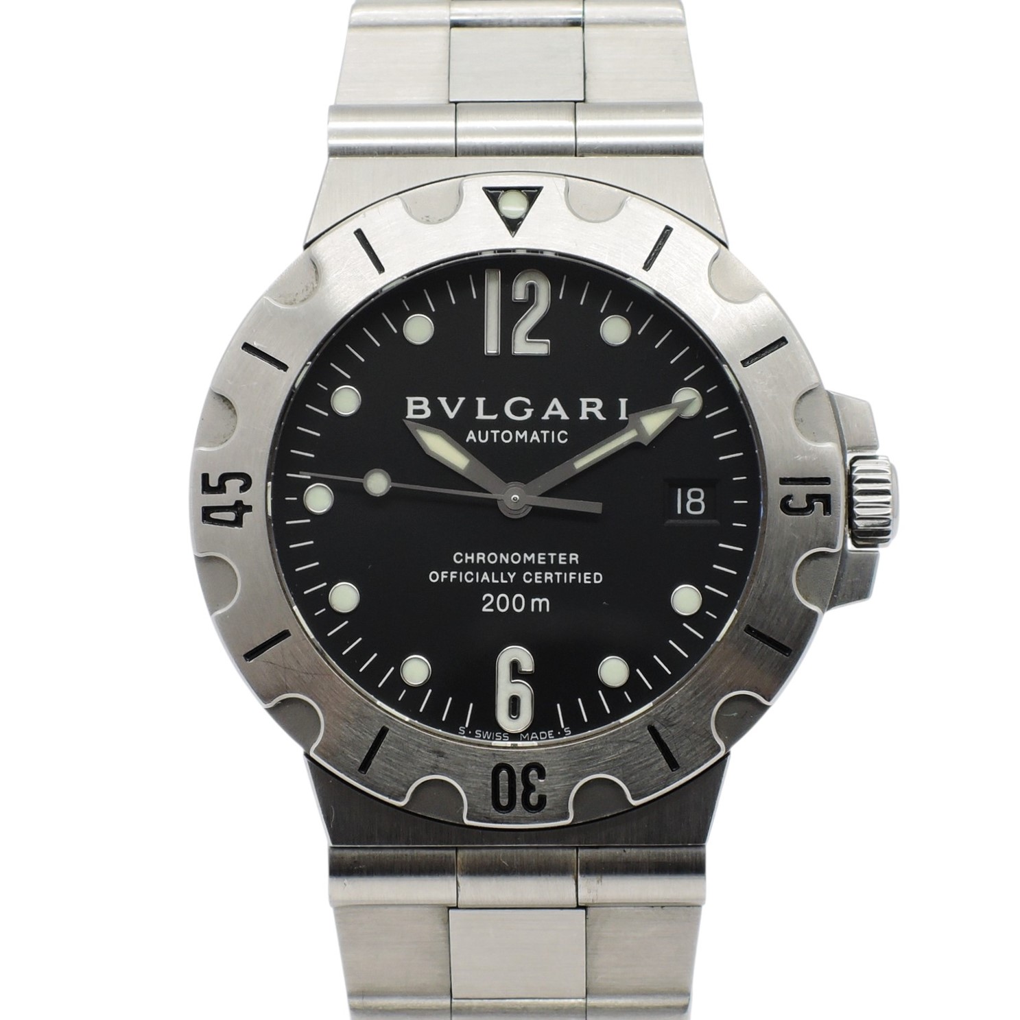 ブルガリ ディアゴノ SD38S ブラック AT 18㎝ 保証書,箱付き BVLGARI Diagono C006272