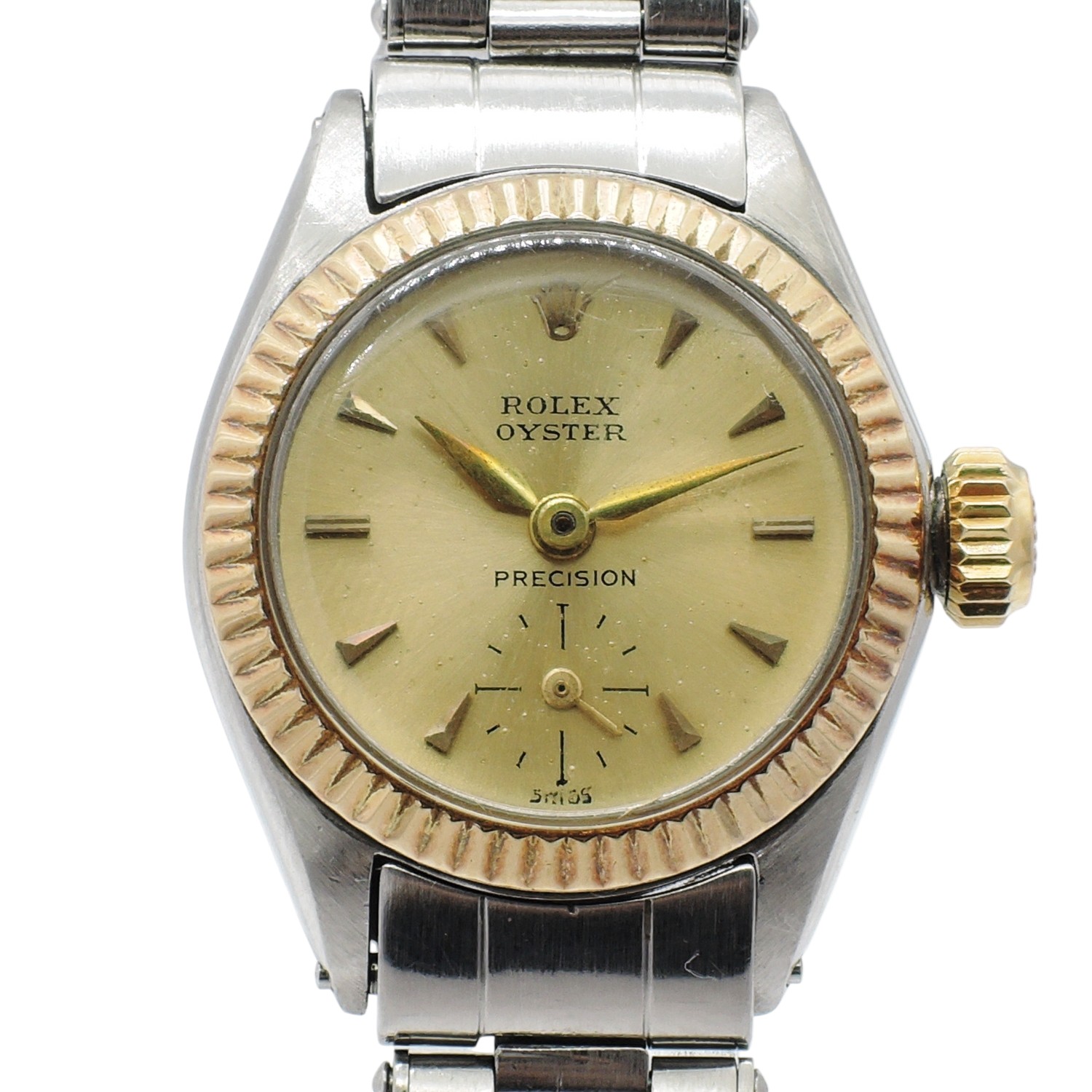 ロレックス オイスタープレシジョン 6525 シャンパン文字盤 HW 14cm ROLEX Oyster Precision Date Champagne C005754のイメージ画像