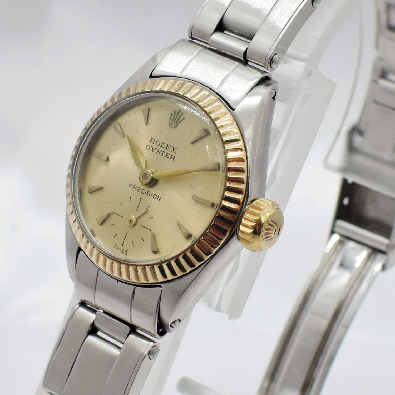 ロレックス オイスタープレシジョン 6525 シャンパン文字盤 HW 14cm ROLEX Oyster Precision Date Champagne C005754のイメージ画像