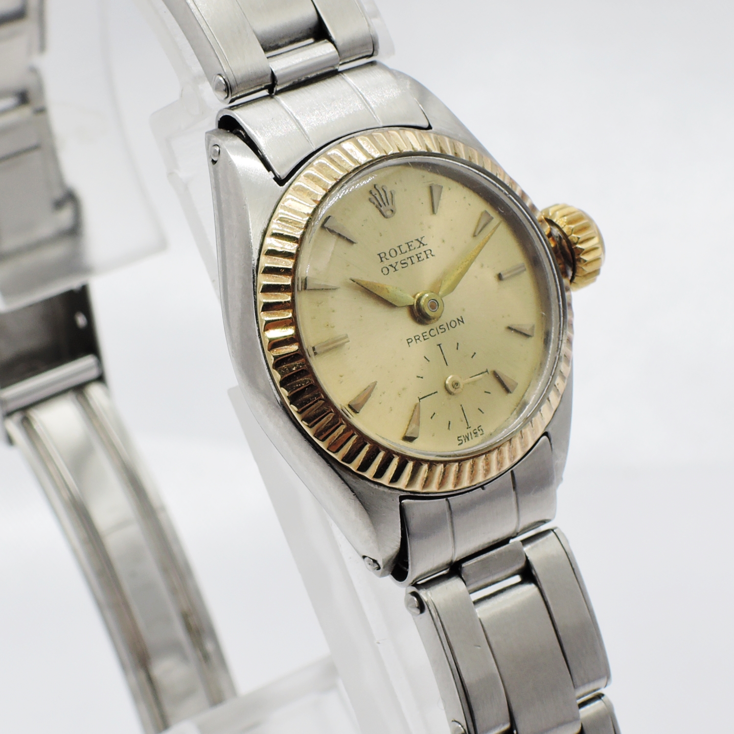 ロレックス オイスタープレシジョン 6525 シャンパン文字盤 HW 14cm ROLEX Oyster Precision Date Champagne C005754のイメージ画像