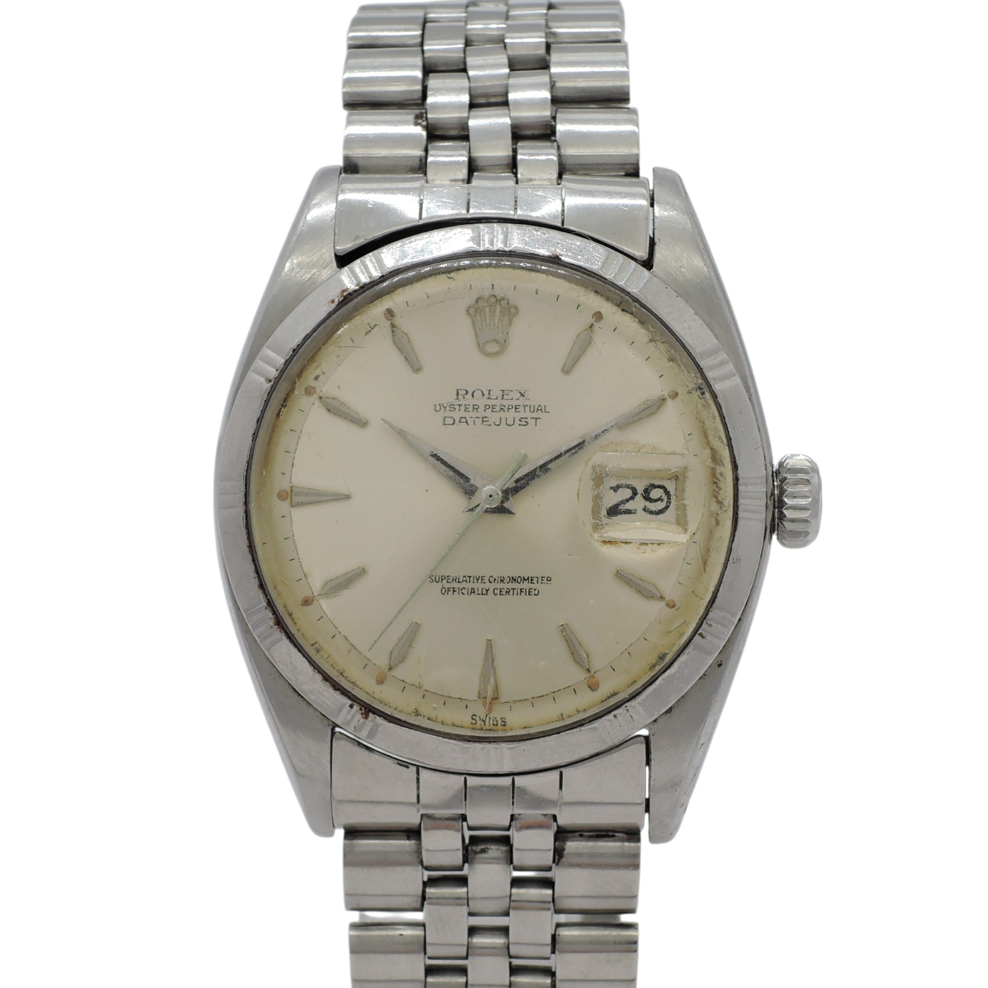 稀少品！ ロレックス デイトジャスト 36 1603 Threeted Bezel シルバー AT 18.5cm ROLEX Date-Just 36 Silver C006954