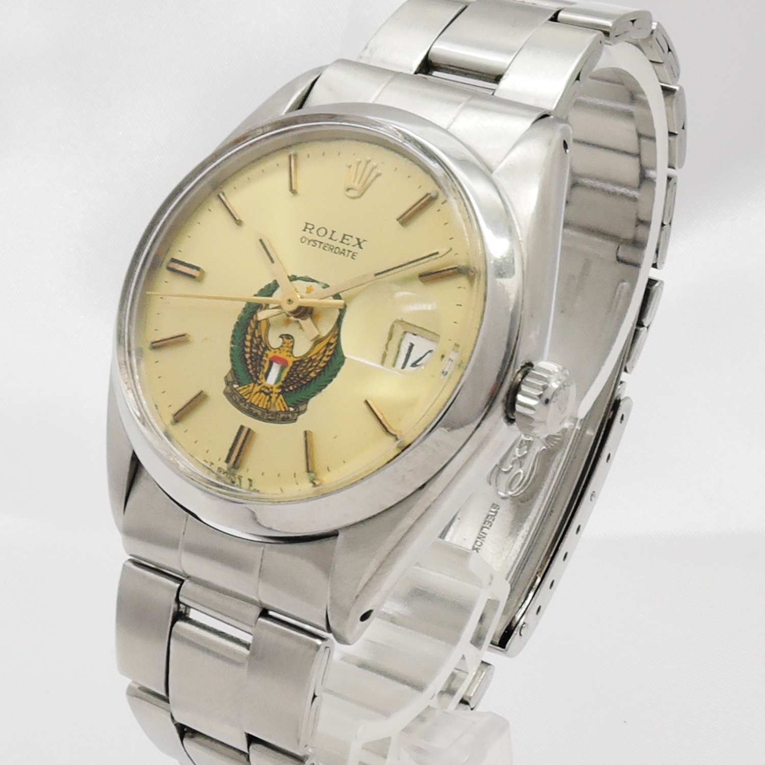 稀少！ロレックス オイスターパーペチュアルデイト 34 UAE軍紋章 6694 シルバー 16.5cm AT ROLEX Oyster Perpetual Date 34 Silver C007434のイメージ画像