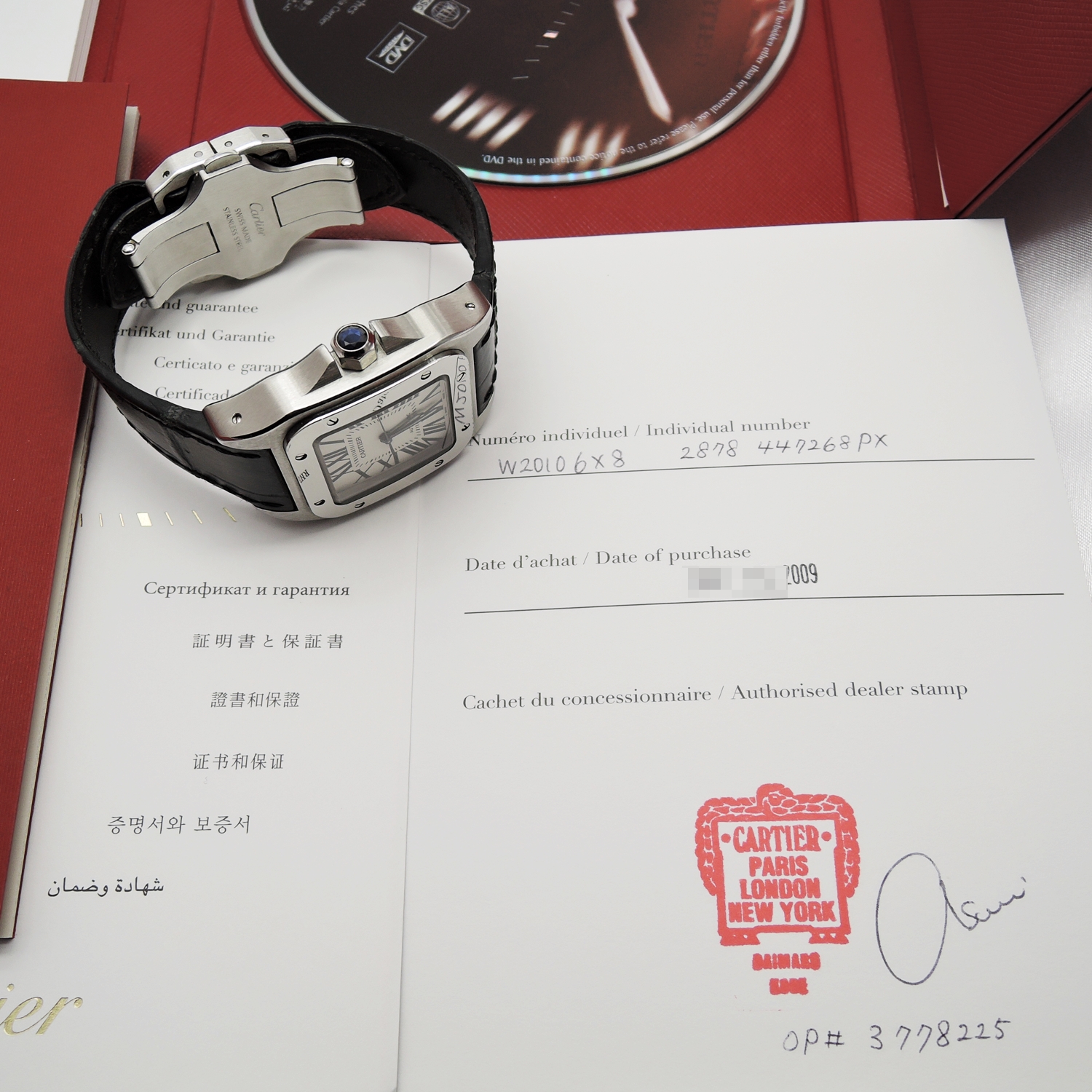 カルティエ サントス 100 MM W20106X8 白 ホワイト 17㎝ 2009年保証書 Cartier Santos 100 MM WhiteRoman C005905のイメージ画像