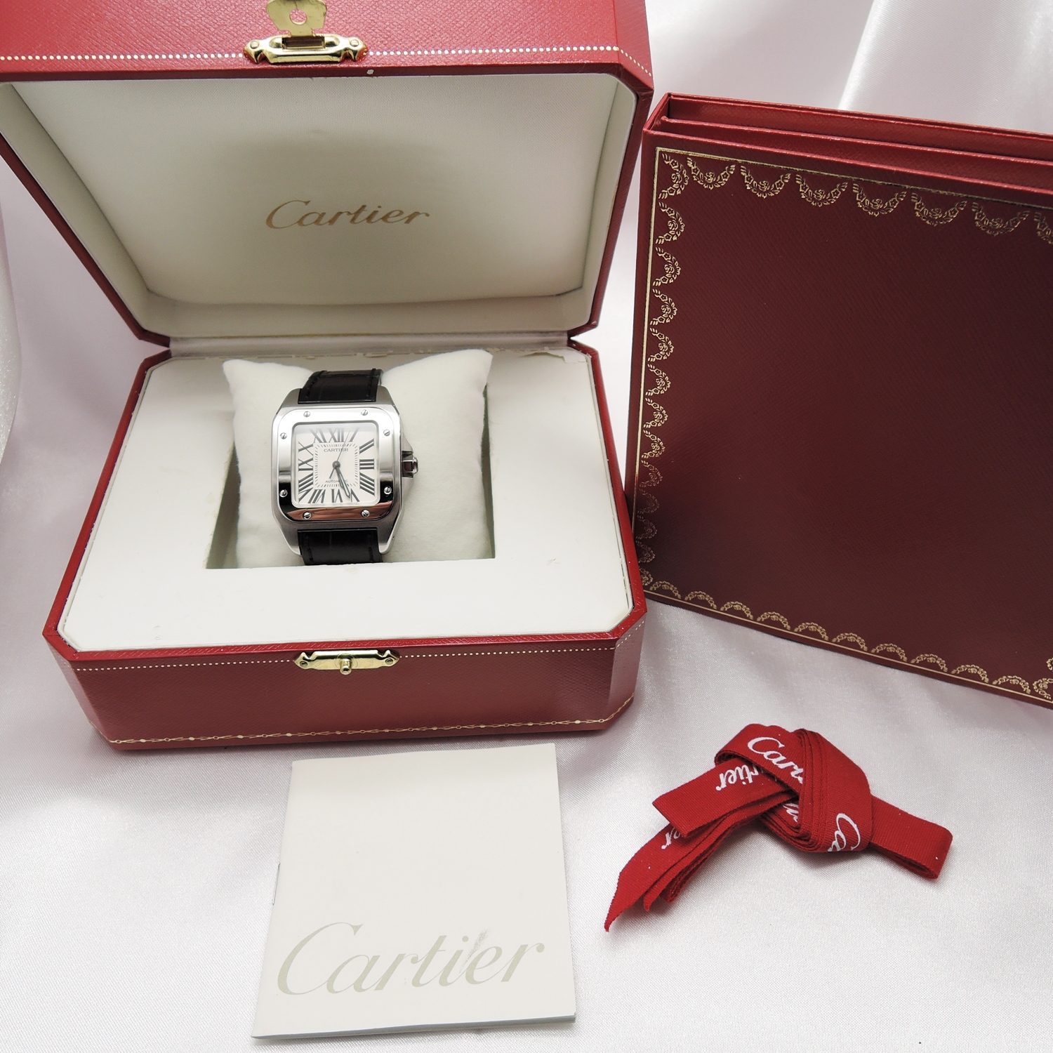 カルティエ サントス 100 MM W20106X8 白 ホワイト 17㎝ 2009年保証書 Cartier Santos 100 MM WhiteRoman C005905のイメージ画像