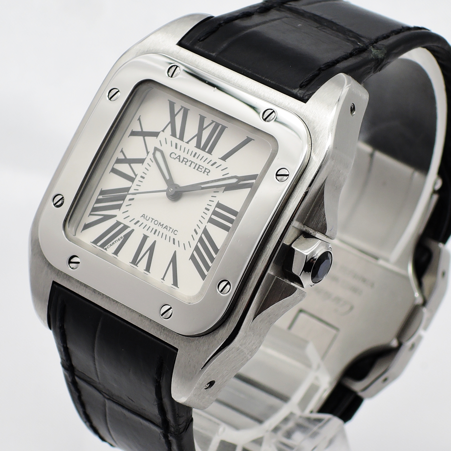 カルティエ サントス 100 MM W20106X8 白 ホワイト 17㎝ 2009年保証書 Cartier Santos 100 MM WhiteRoman C005905のイメージ画像