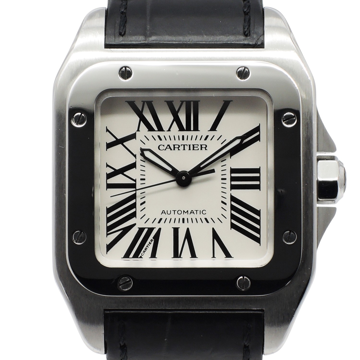 カルティエ サントス 100 MM W20106X8 白 ホワイト 17㎝ 2009年保証書 Cartier Santos 100 MM WhiteRoman C005905のイメージ画像