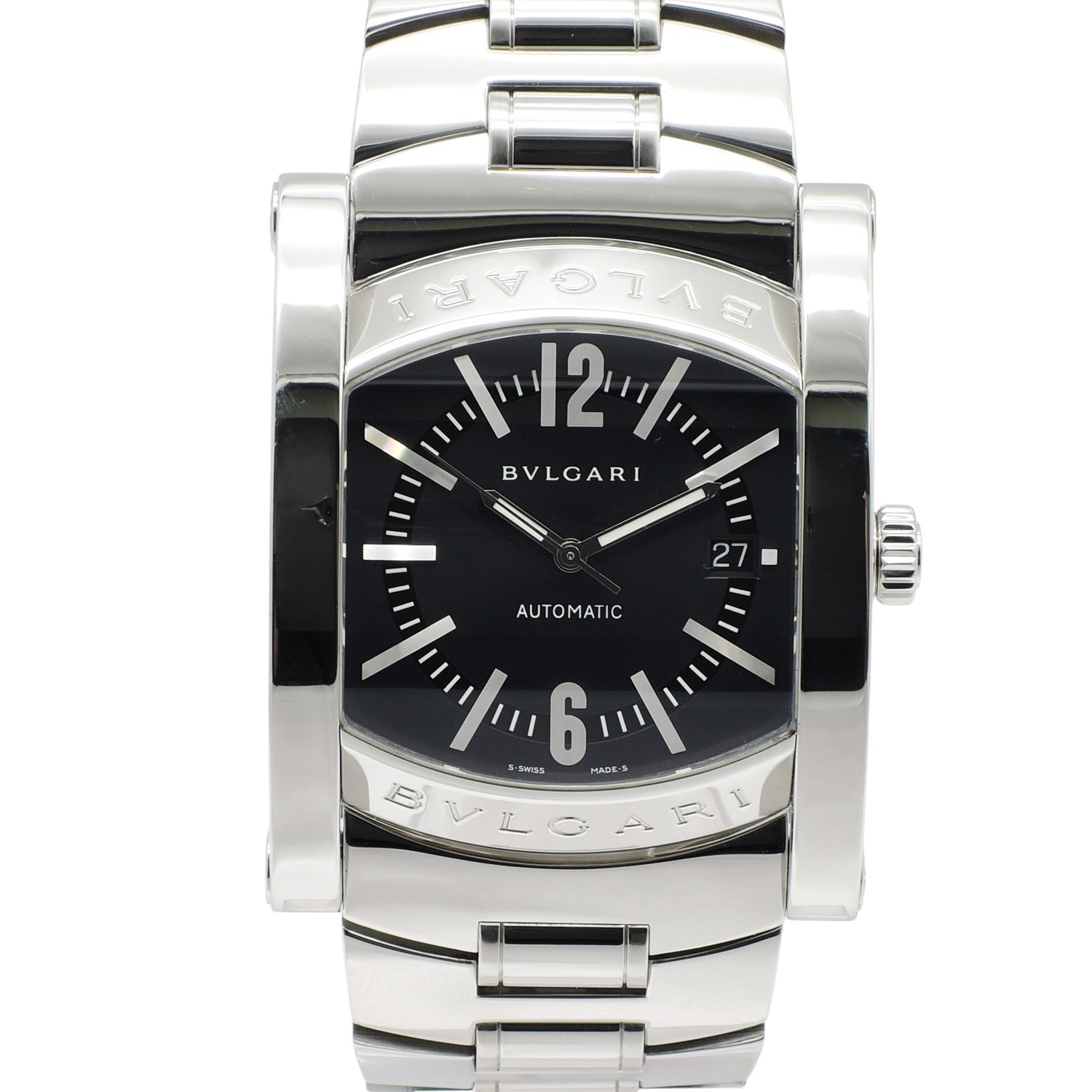 ブルガリ アショーマ AA48S 黒文字盤 AT 17.5cm BVLGARI Assioma C008257