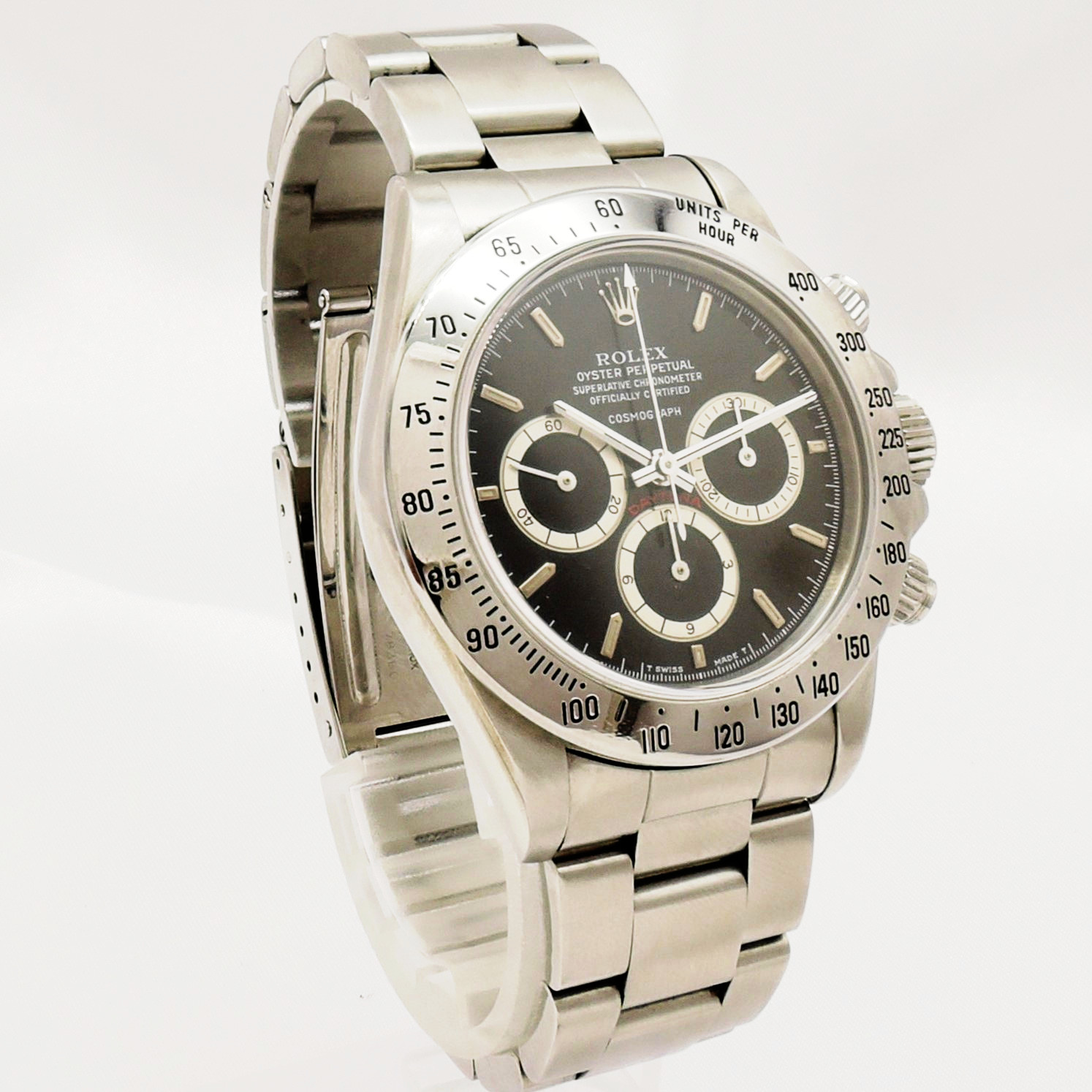ロレックス デイトナ 16520 黒 L番 225タキ/逆6/段落ち 19.5cm AT ROLEX Daytona Black Floating Cosmograph C008690のイメージ画像