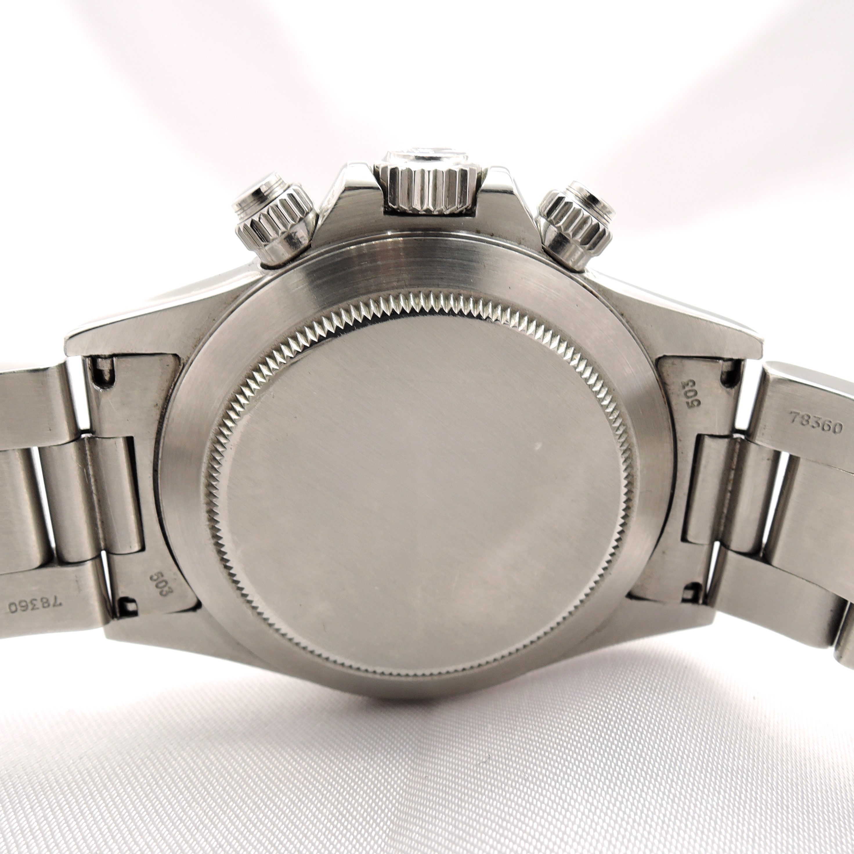 ロレックス デイトナ 16520 黒 L番 225タキ/逆6/段落ち 19.5cm AT ROLEX Daytona Black Floating Cosmograph C008690のイメージ画像