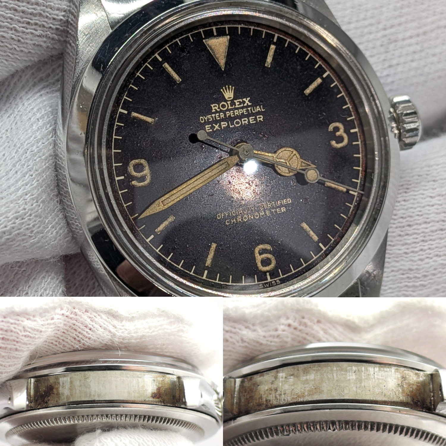 ロレックス エクスプローラーⅠ1016 ギルトダイヤル 5番台 トロピカル USAブレス 黒 ブラック 18cm Rolex ExplorerⅠ GiltDial Tropical C008785のイメージ画像