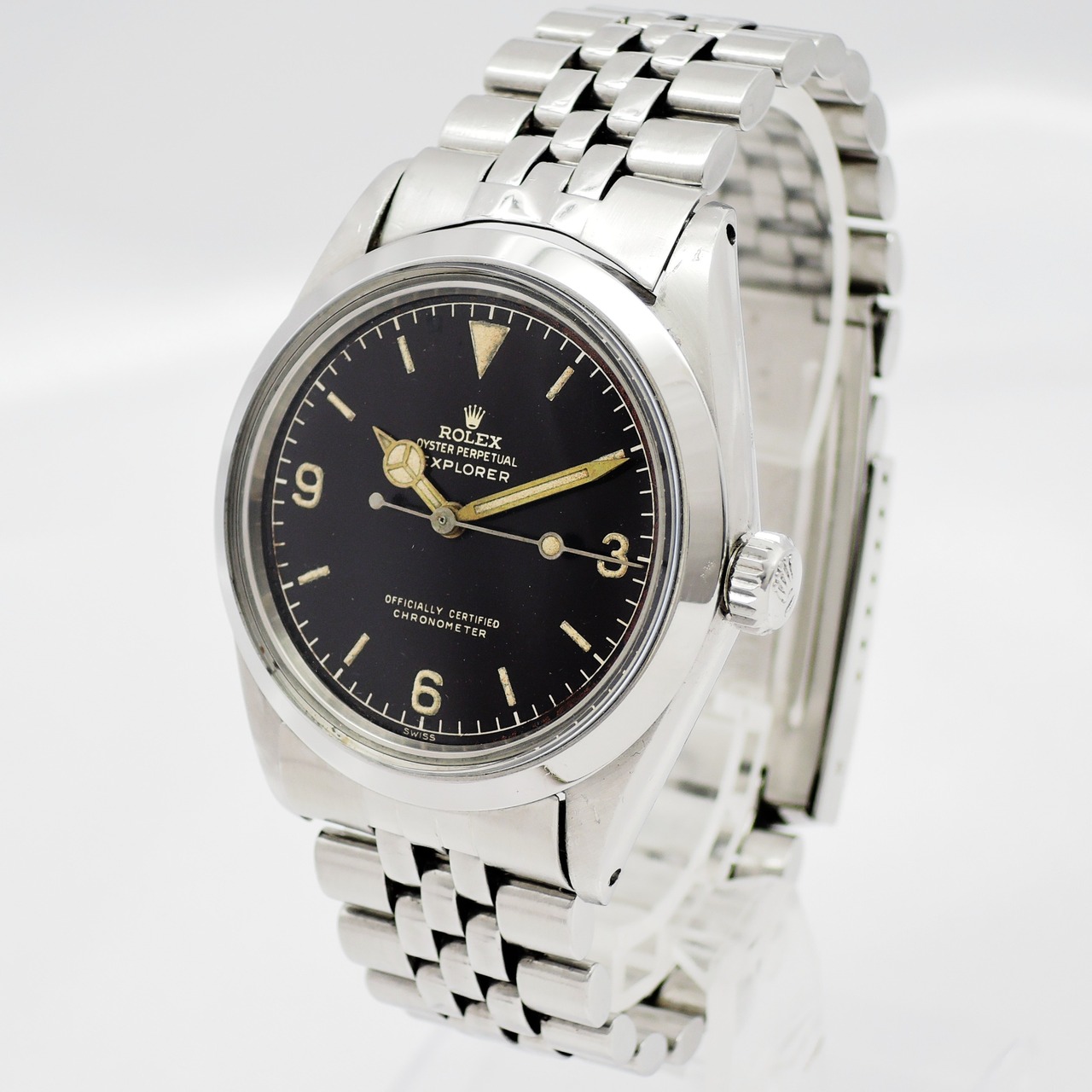 ロレックス エクスプローラーⅠ1016 ギルトダイヤル 5番台 トロピカル USAブレス 黒 ブラック 18cm Rolex ExplorerⅠ GiltDial Tropical C008785のイメージ画像