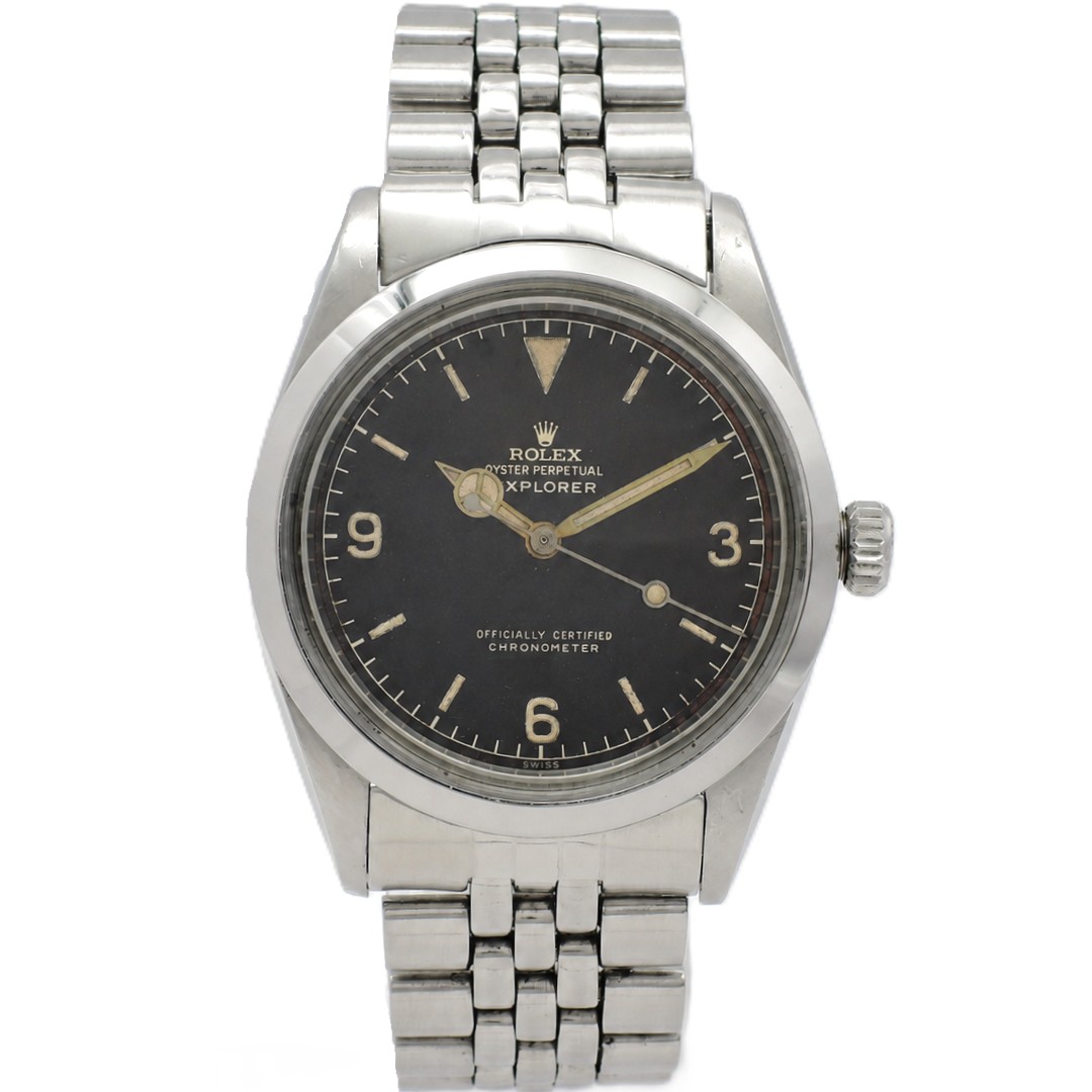 ロレックス エクスプローラーⅠ1016 ギルトダイヤル 5番台 トロピカル USAブレス 黒 ブラック 18cm Rolex ExplorerⅠ GiltDial Tropical C008785