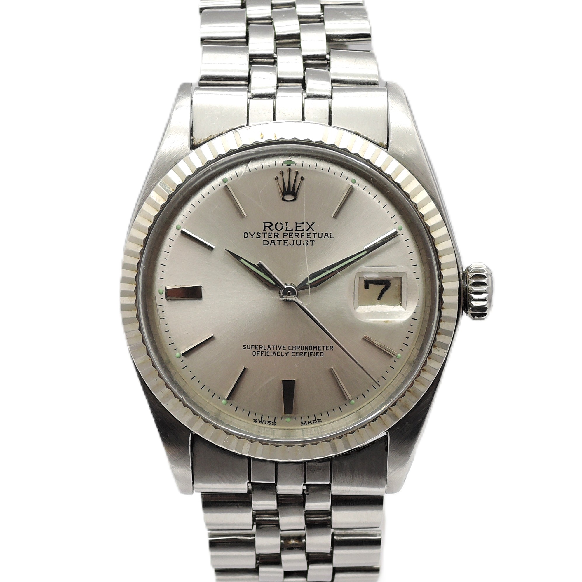 希少キャリバー ロレックス  デイトジャスト36 1601 シルバー文字盤  16cm AT ROLEX Date-Just 36 Silver C008587