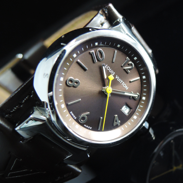 ルイヴィトン タンブール レディース腕時計 こげ茶ベルト Q1211