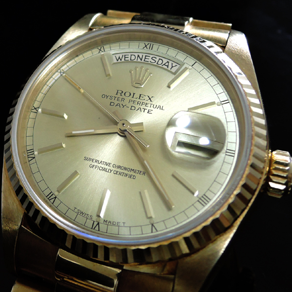 ロレックス デイデイト 18038 YG K18金無垢 R番 国際保証書、箱 中古腕時計 極上品のイメージ画像