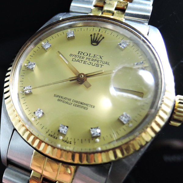 ロレックス デイトジャスト 16013G 10Pダイヤ YG×SSコンビ シャンパン 8番 メンズ  中古腕時計