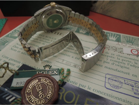 ROLEX ロレックス デイトジャスト 16233 1989年製 R品番 純正緑Ref16233裏蓋シール付！生産終了 - トケナビ -  手数料無料の時計専門マーケットプレイス ロレックス、オメガ等ブランド時計