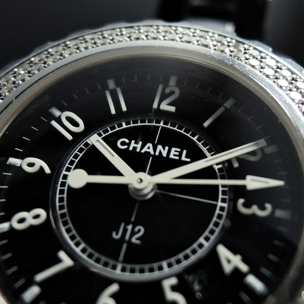 シャネル CHANEL J12 H0949 黒セラ ダイヤベゼル 黒 レディース腕時計【中古時計】CZ1275のイメージ画像