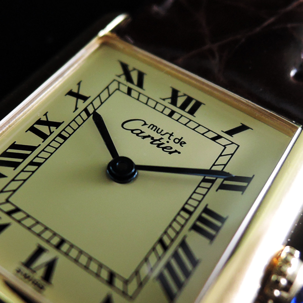 カルティエ　タンク　ヴェルメイユ　時計　レディース　GPｘ茶革のイメージ画像