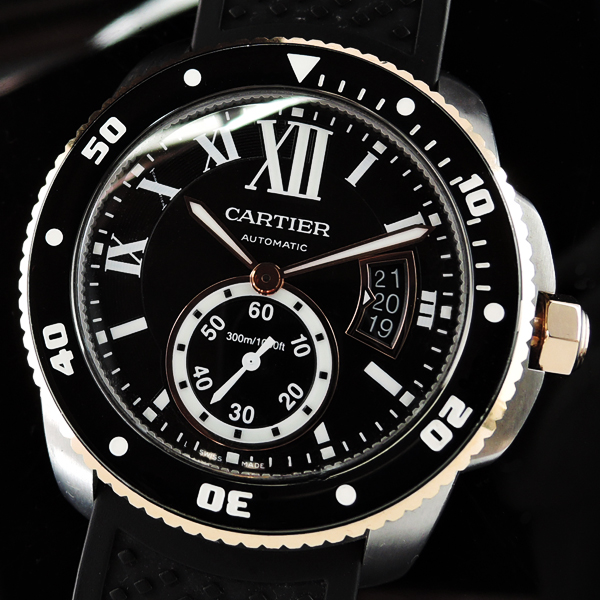 カルティエ Cartier W7100055 カリブル SSxPG ラバーベルト 保証書付 