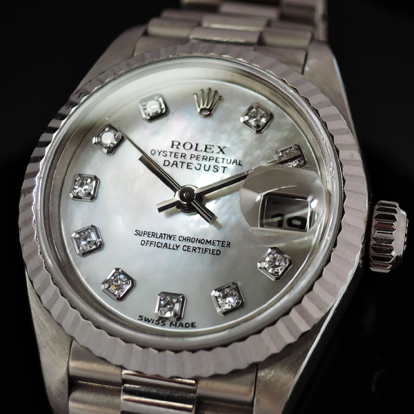 ロレックスROLEX デイトジャスト 69179NG T番 10Pダイヤ＆シェルダイヤル