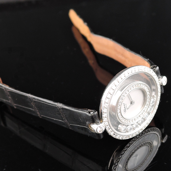 ショパール ハッピーダイヤモンド ベゼルダイヤｘ７ムービングダイヤ ＷＧｘ革のイメージ画像